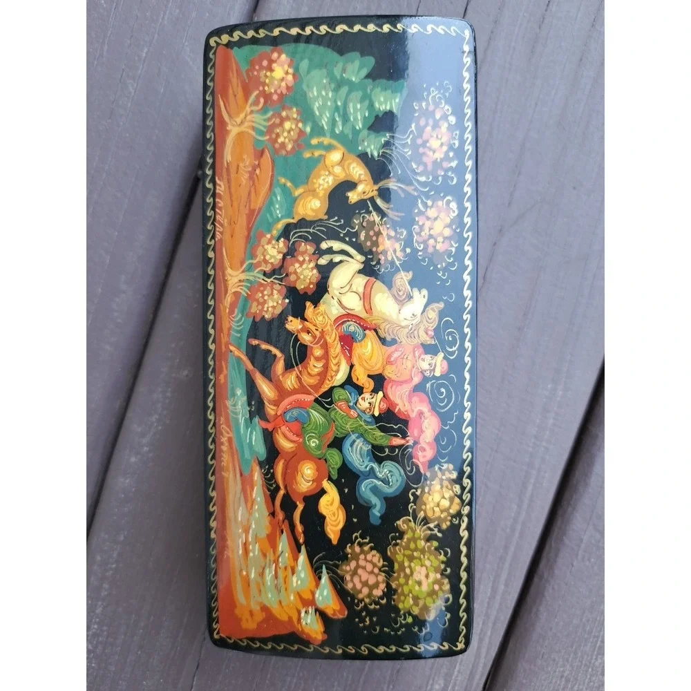 Palekh Russian Decorative Wooden Lacquer Trinket Box Fairy Tail 